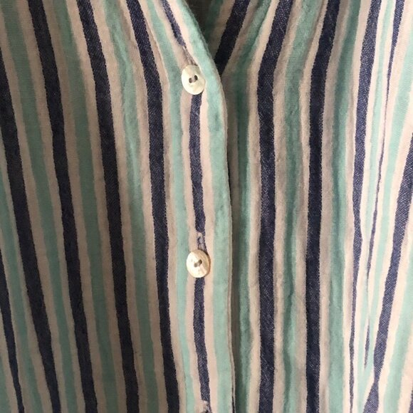 Soft Surroundings Blouse Aqua Blue Stripe Escambia Gauze Tunic Shirt Size 3X - Picture 10 of 13